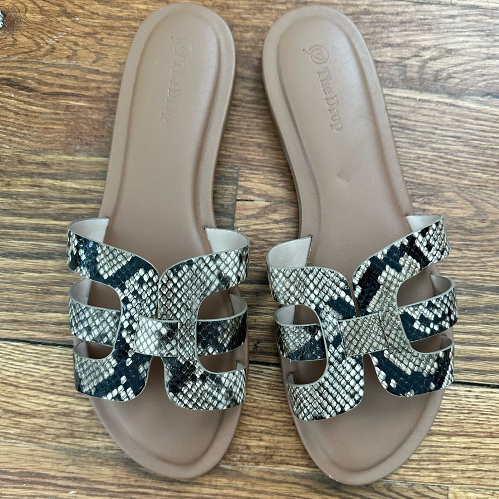 The Drop H-Band Snake Print Slide Sandals Womens Size 10